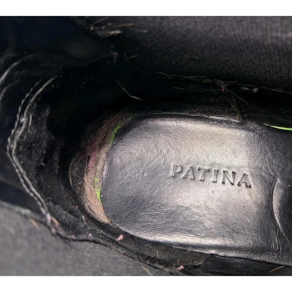 Patina Chelsea Boots Mens Size 9.5 Black Leather Pull On Ankle Casual Lug Sole